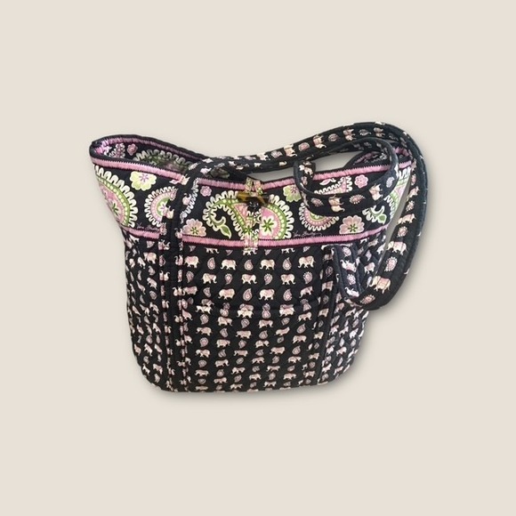 Vera Bradley Handbags - Vera Bradley Quilted Tote Bag Pink Elephant Paisley Shoulder Purse